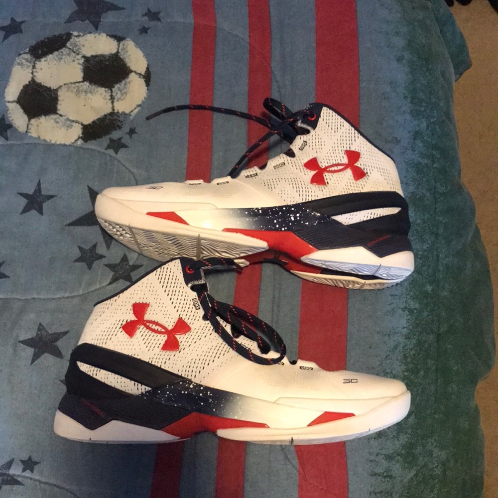 Under Armour Curry 2 Red White and Blue